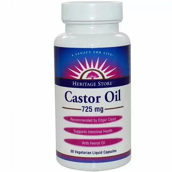 Очищення кишківника Heritage Products Castor Oil 725 мг 60 Veg Caps (HRP-30150)