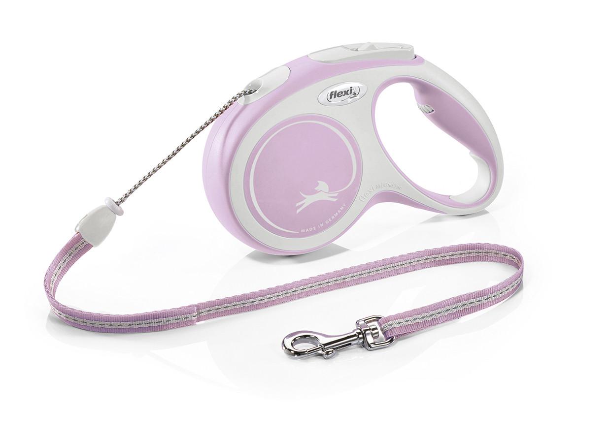 Поводок-рулетка Flexi New Comfort для собак M Cord 5 м шнур до 20 кг Розовый (1684052356)