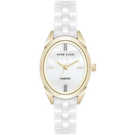 Наручний годинник жіночий Anne Klein AK/5182WTGB з білим циферблатом та золотистим керамічним браслетом