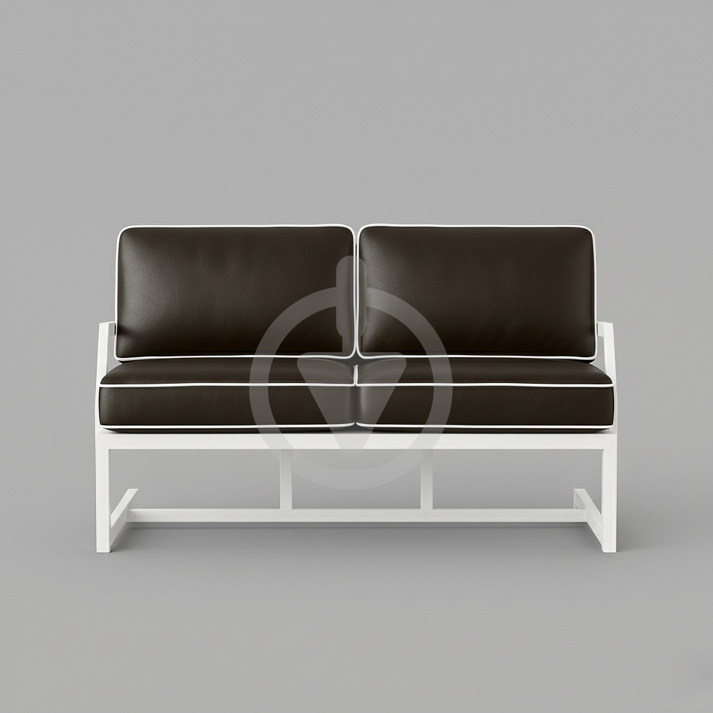 Диван металевий AVVS tech Атлас вуличний лофт екошкіра з підлокотниками 126 см Коричневий/Білий (30222757) - фото 2