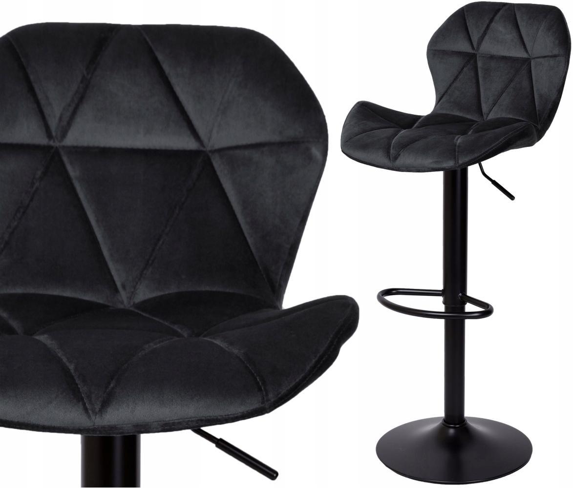Барний стілець Bonro B-087 велюровий зі спинкою та підставкою для ніг Чорний (132-76-42400408) - фото 4 Барний стілець Bonro B-087 велюровий зі спинкою та підставкою для ніг Чорний (132-76-42400408) - фото 4