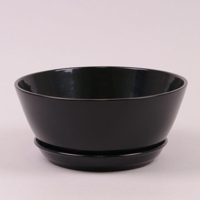 Горшок керамический Flora Бонсайница глянец 2,5 л Черный (10017)