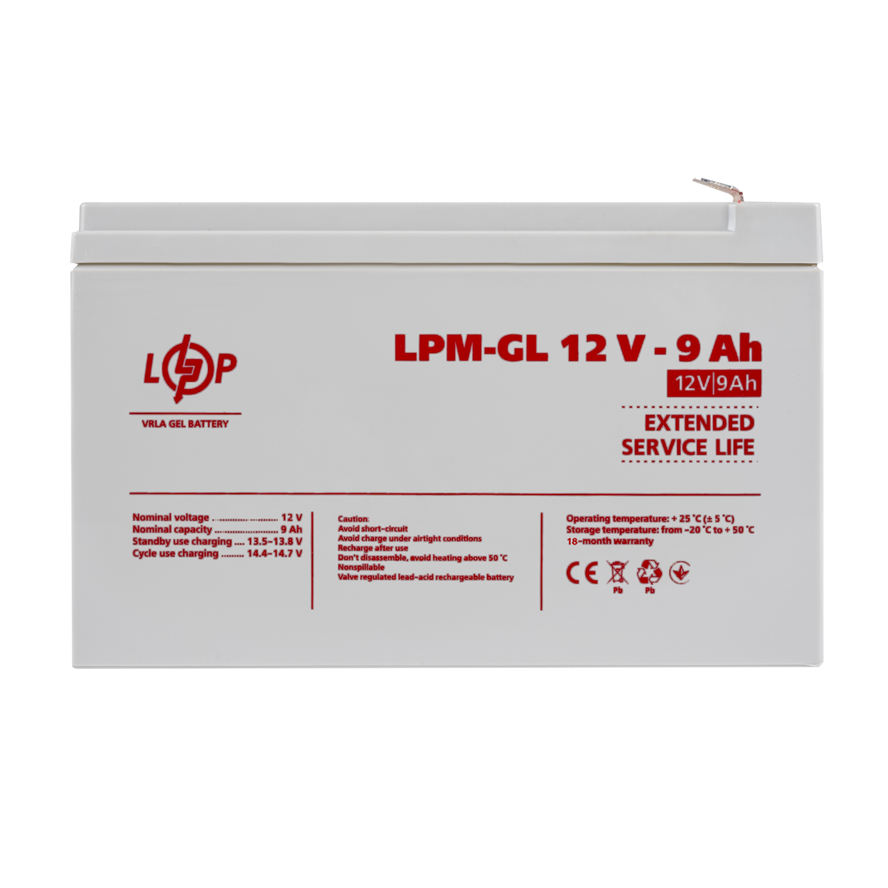 Аккумулятор гелевый LPM-GL 12V-9 Ah