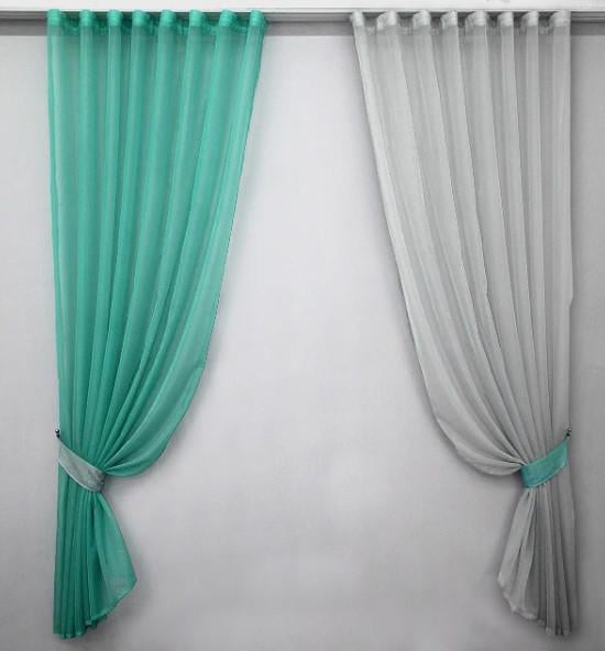 Комплект декоративних штор шифон 1,5x2,7 м 2 шт. Бірюзовий/Світло-сірий (006дк)