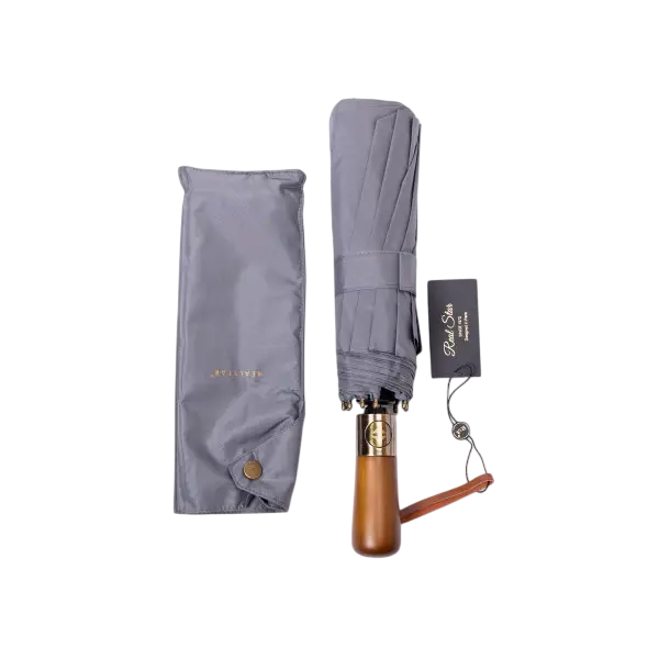 Парасолька автоматична складана 116 см з дерев'яною ручкою Сірий (HP-23-8G) - фото 5