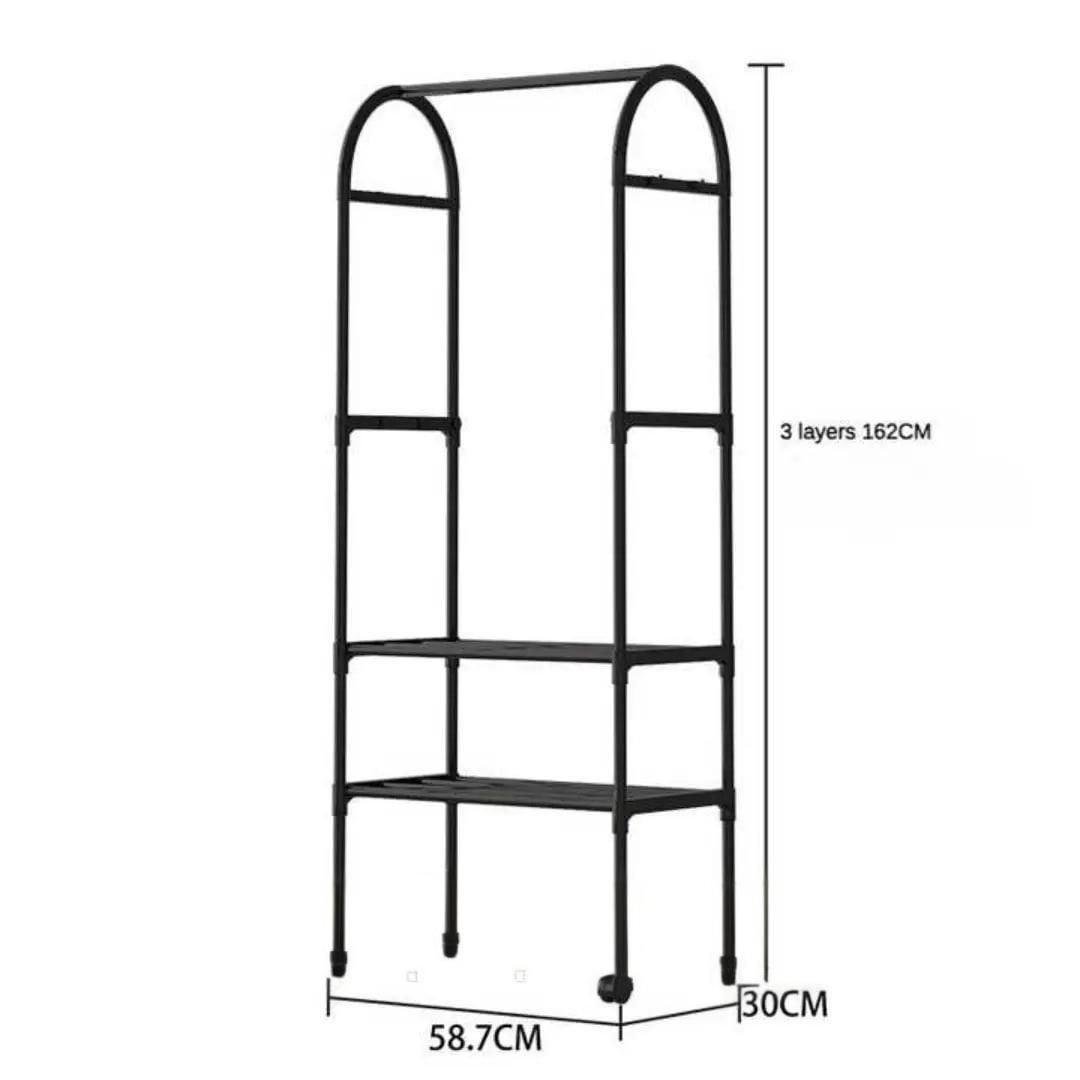 Вешалка напольная металлическая Good Idea стойка для одежды на колесах передвижная со стеллажем для обуви Черный (465609А) - фото 5