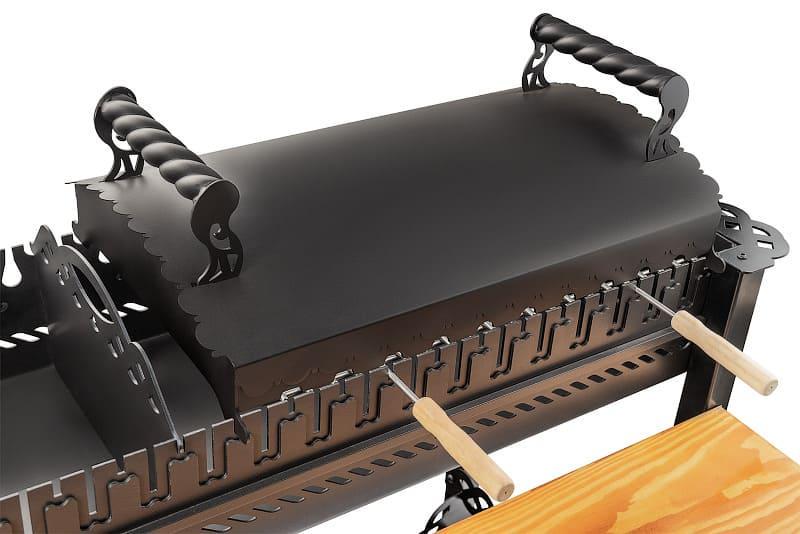 Мангал гриль Smoke House BBQ Garden комплектація Maximum 1200х600х850 мм на 20 шампурів з ґратами кришкою (27860590) - фото 8 Мангал гриль Smoke House BBQ Garden комплектація Maximum 1200х600х850 мм на 20 шампурів з ґратами кришкою (27860590) - фото 8