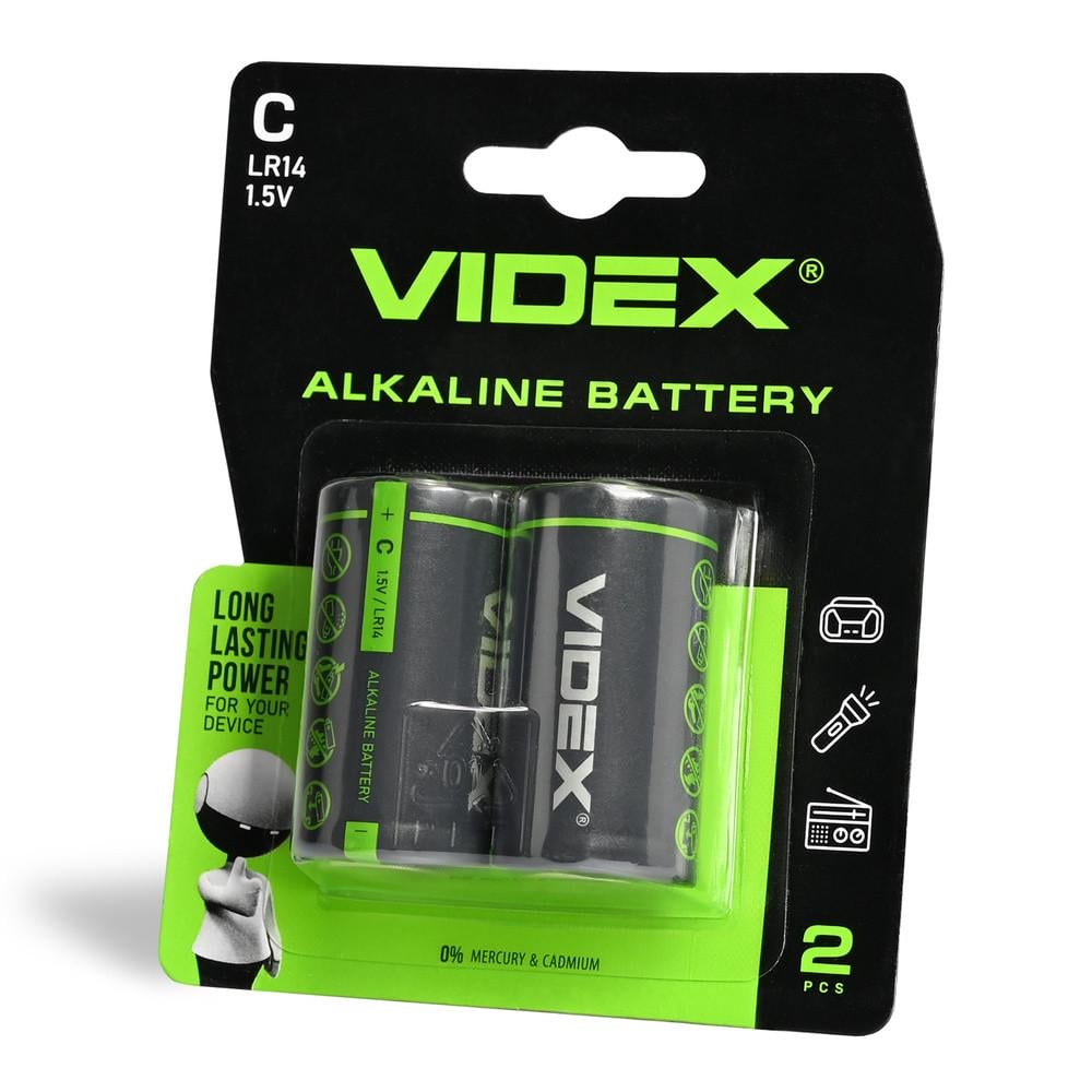 Батарейка щелочная Videx LR14 C Blister Card 2 шт. (12729)