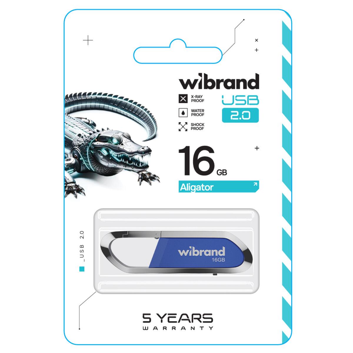 Флеш-пам'ять USB моноблок з карабіном Wibrand WI2.0/AL16U7U USB 2.0 Aligator 16 Gb Blue (602123) - фото 2