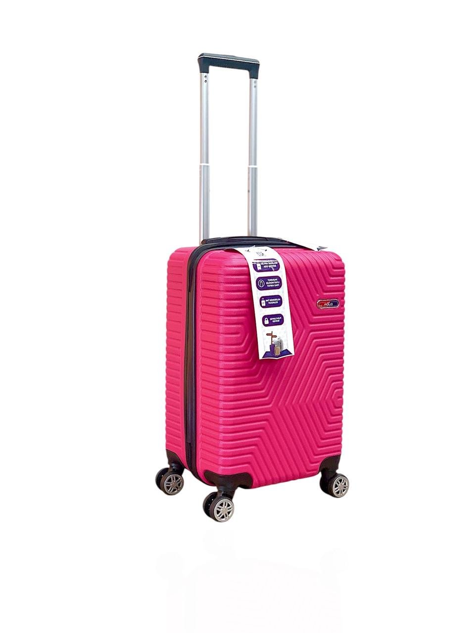 Валіза Polo ПК020-S полікарбонат на 4-х подвійних колесах маленька S 50 л Фуксія - фото 1
