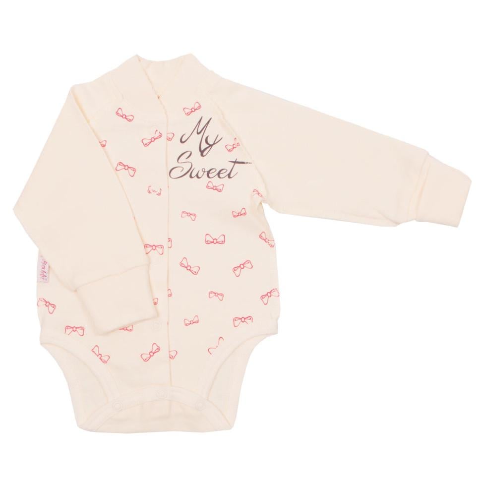 Боди детское хлопковое для девочки на кнопках Gabbi BD-02-1-18 Цветочный принт 56 см Молочный (11317)