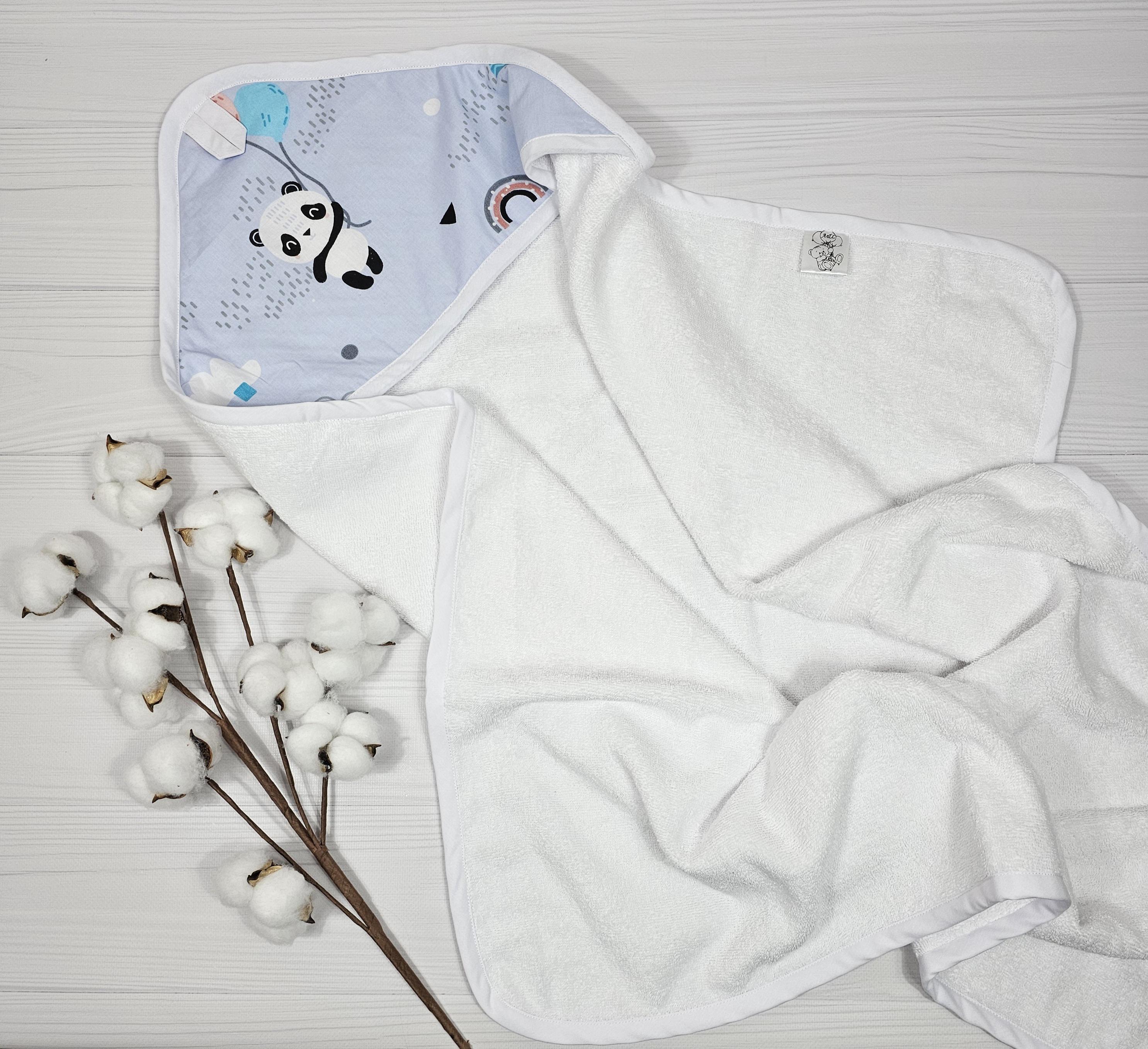 Полотенце-уголок детское A.L.Babybox Панда на шариках 80х80 см Белый (RU 27208292)