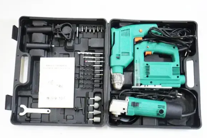 Набор инструментов дрель/лобзик/болгарка с набором сверл и бит (31177642)