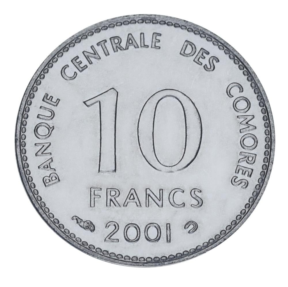 Коллекционная монета Коморские острова 10 франков 2001 UNC (М21784)