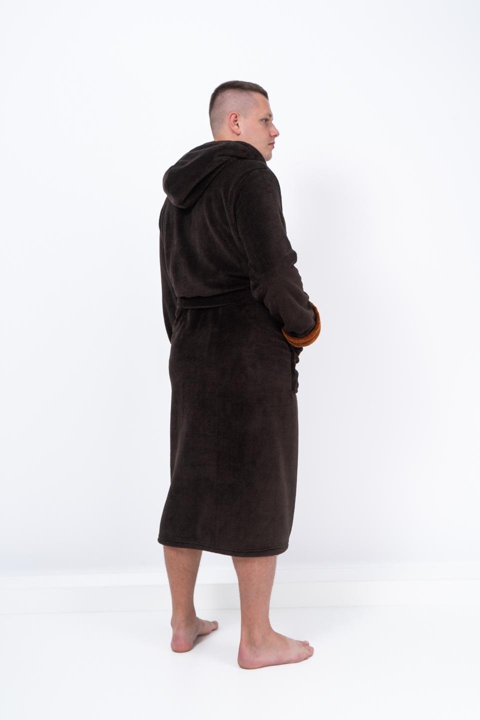 Халат чоловічий UT Store HTM01 4XL Темно-коричневий з коричневим - фото 2
