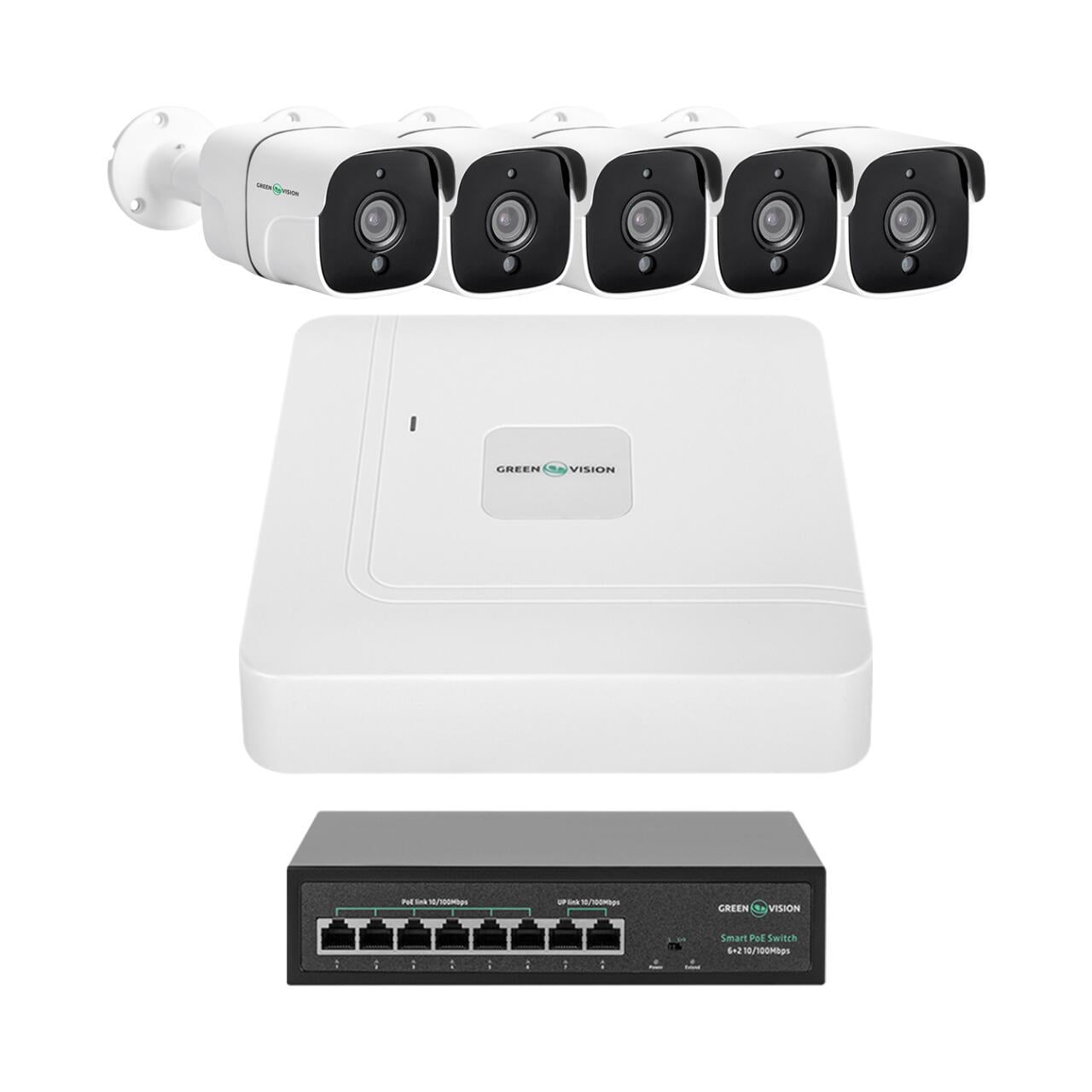 Комплект відеоспостереження GV-IP-K-W87/05 5MP на 5 камер