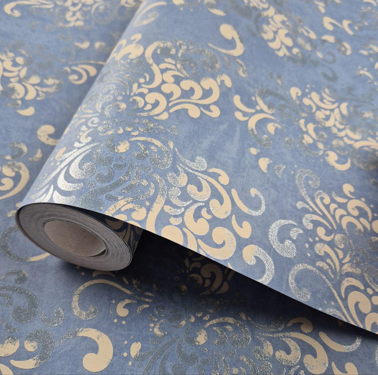 Обои флизелиновые Marburg 58654 0,53х10,05 м Синий с бежевым (2785922188)