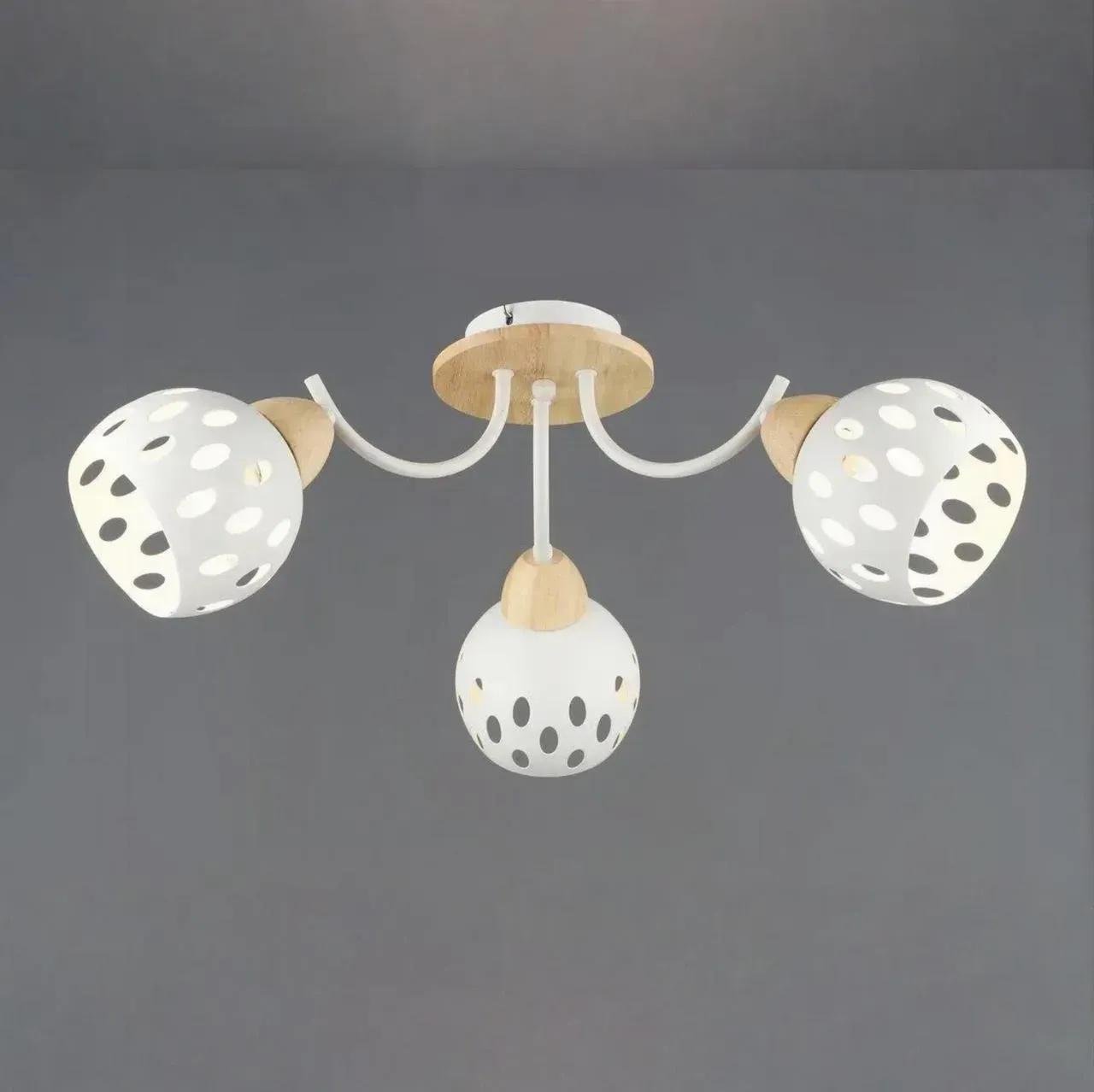 Люстра потолочная Valeso на три плафона с перфорациями Е27 IP20 B N6655/3 Белый (28687439)