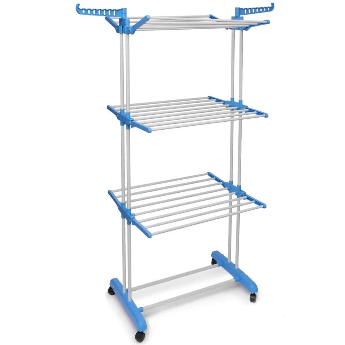 Сушилка для белья Garment Rack три яруса на колесах до 50 кг с крючками напольная складная 173х70х60 см Сушилка для белья Garment Rack три яруса на колесах до 50 кг с крючками напольная складная 173х70х60 см