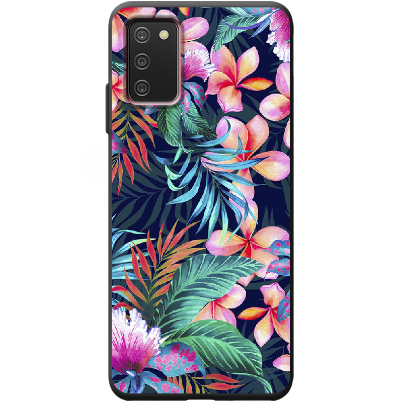 Чехол BoxFace Samsung Galaxy A03s (A037) flowers in the tropics Черный силикон (43255-up1971-44047)