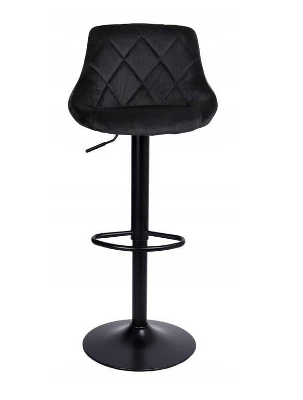 Барний стілець зі спинкою Bonro B-074 велюр з чорною основою Чорний