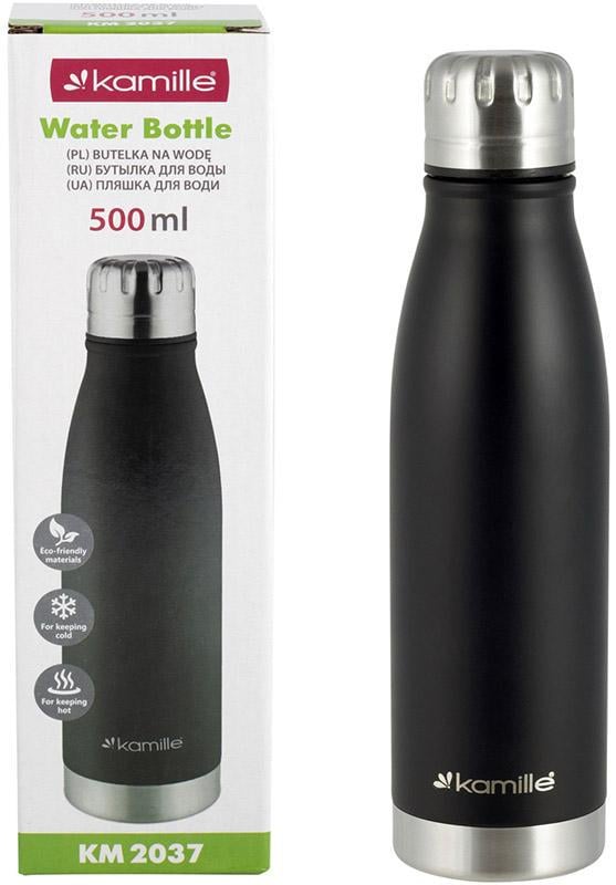 Термос-бутылка Kamille Bottle 500 мл Черный - фото 6