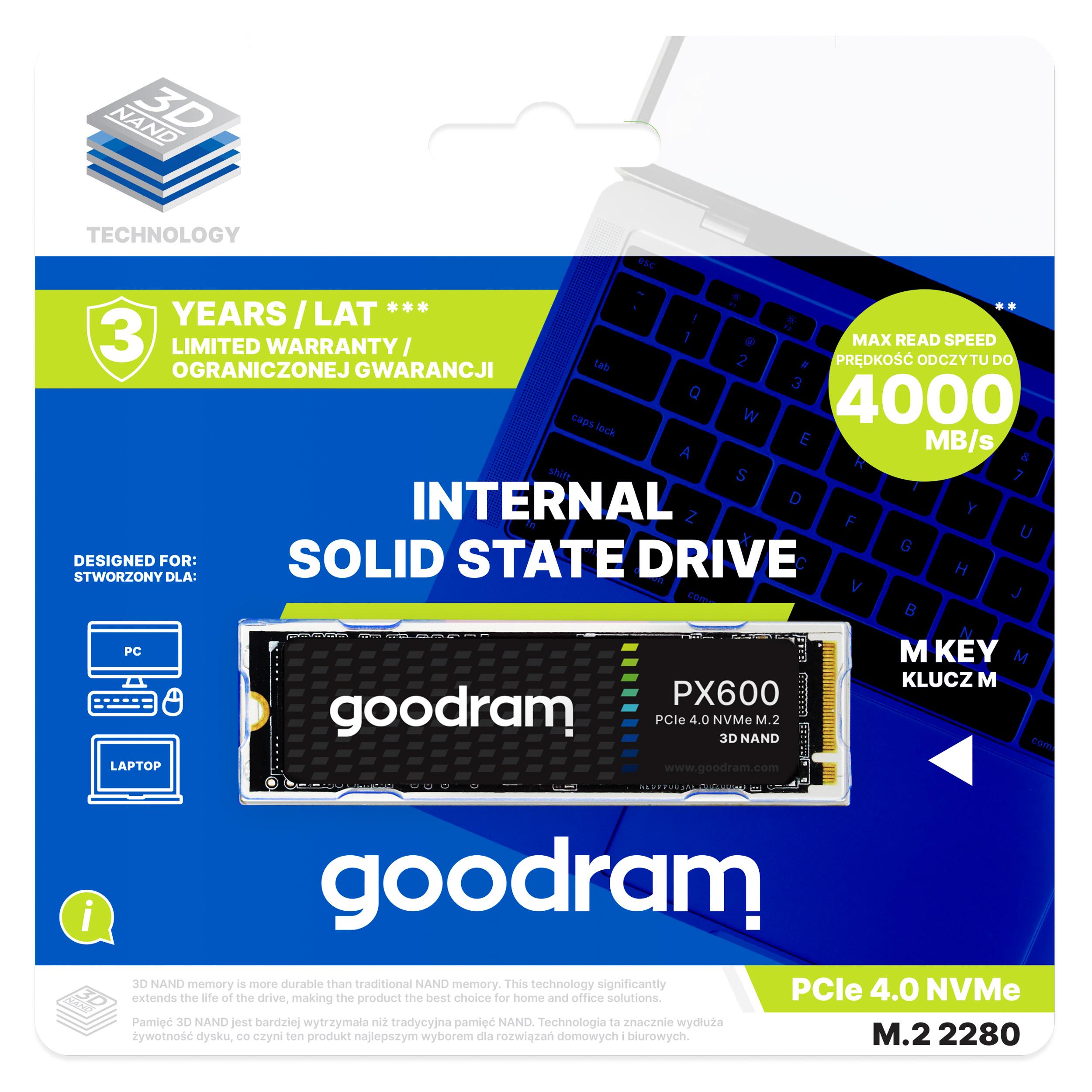 Накопичувач SSD Goodram 500 GB PX600 M.2 2280 PCIe 4.0 x4 NVMe 3D NAND (SSDPR-PX600-500-80) - фото 3 Накопичувач SSD Goodram 500 GB PX600 M.2 2280 PCIe 4.0 x4 NVMe 3D NAND (SSDPR-PX600-500-80) - фото 3
