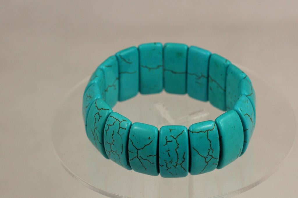 Браслет Xuping Jewelry имитация бирюзы с черными прожилками 19 см Серебристый (31373275)