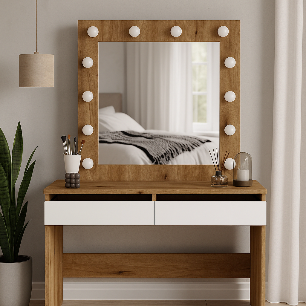 Столик туалетный LofTerno Head Malta 940х430х1400 Дуб Эвок/Белый бриллиант (27884374) - фото 6 Столик туалетный LofTerno Head Malta 940х430х1400 Дуб Эвок/Белый бриллиант (27884374) - фото 6