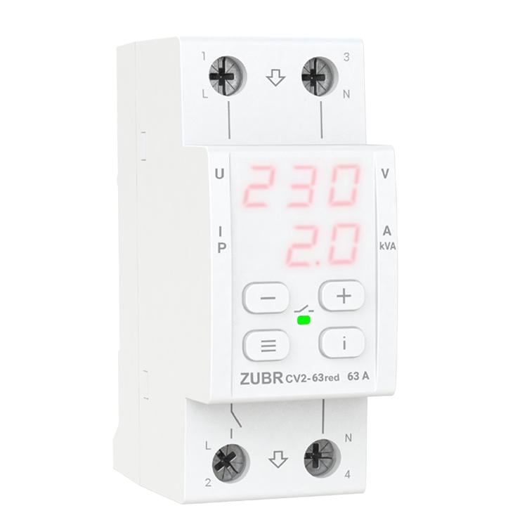 Реле напруги ZUBR CV2-63 з контролем струму 63 А/13 900 ВА (4820120222184) - фото 1 Реле напруги ZUBR CV2-63 з контролем струму 63 А/13 900 ВА (4820120222184) - фото 1