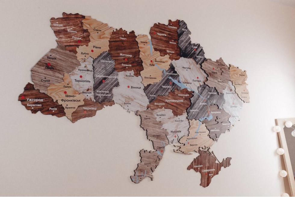 Декор настінний з дерева PuzzleOK Карта України 1600x1100 мм (Арт-06010)