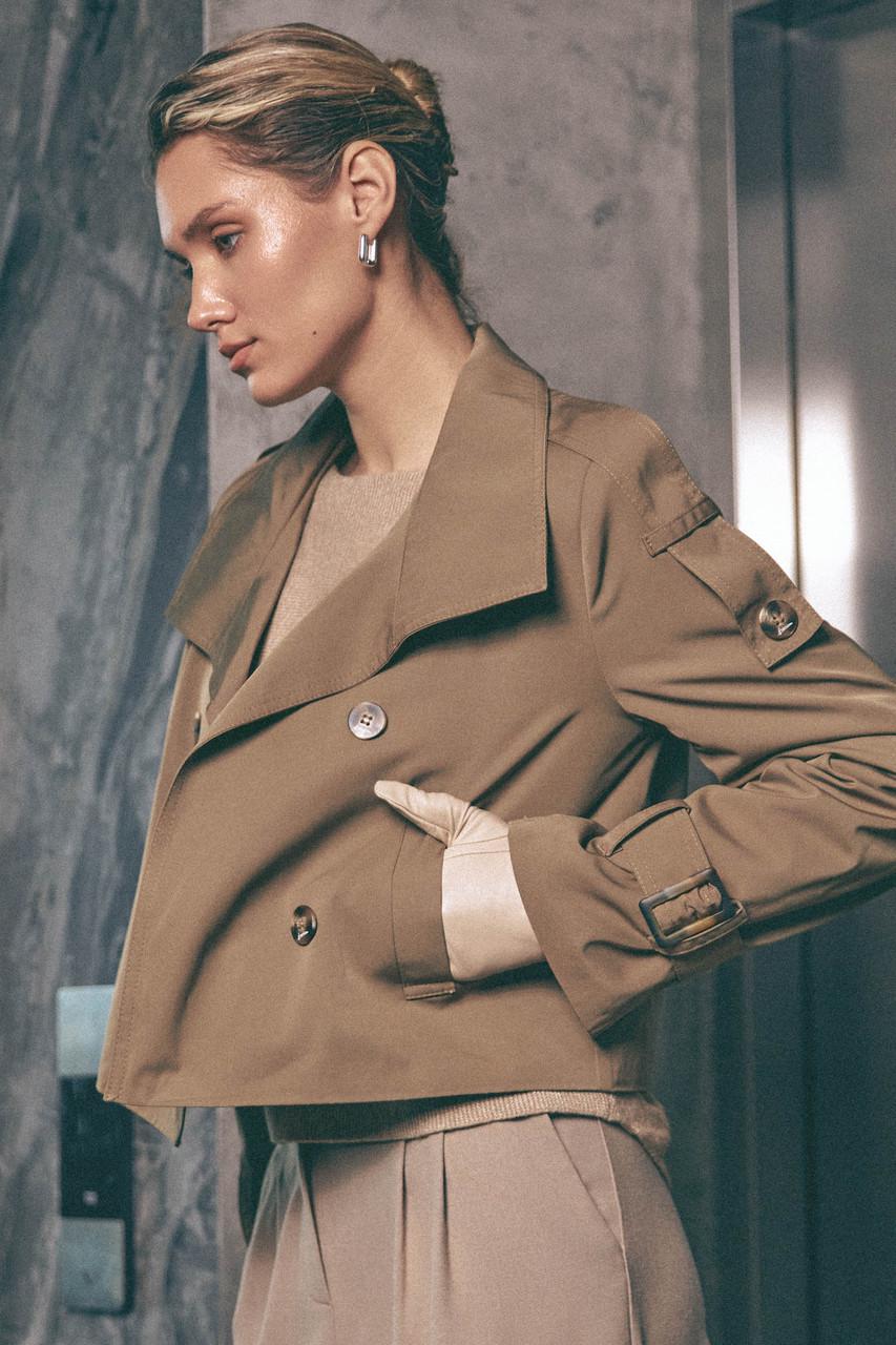 Тренч укороченный XXL-3XL Бежевый (2737785258) - фото 4