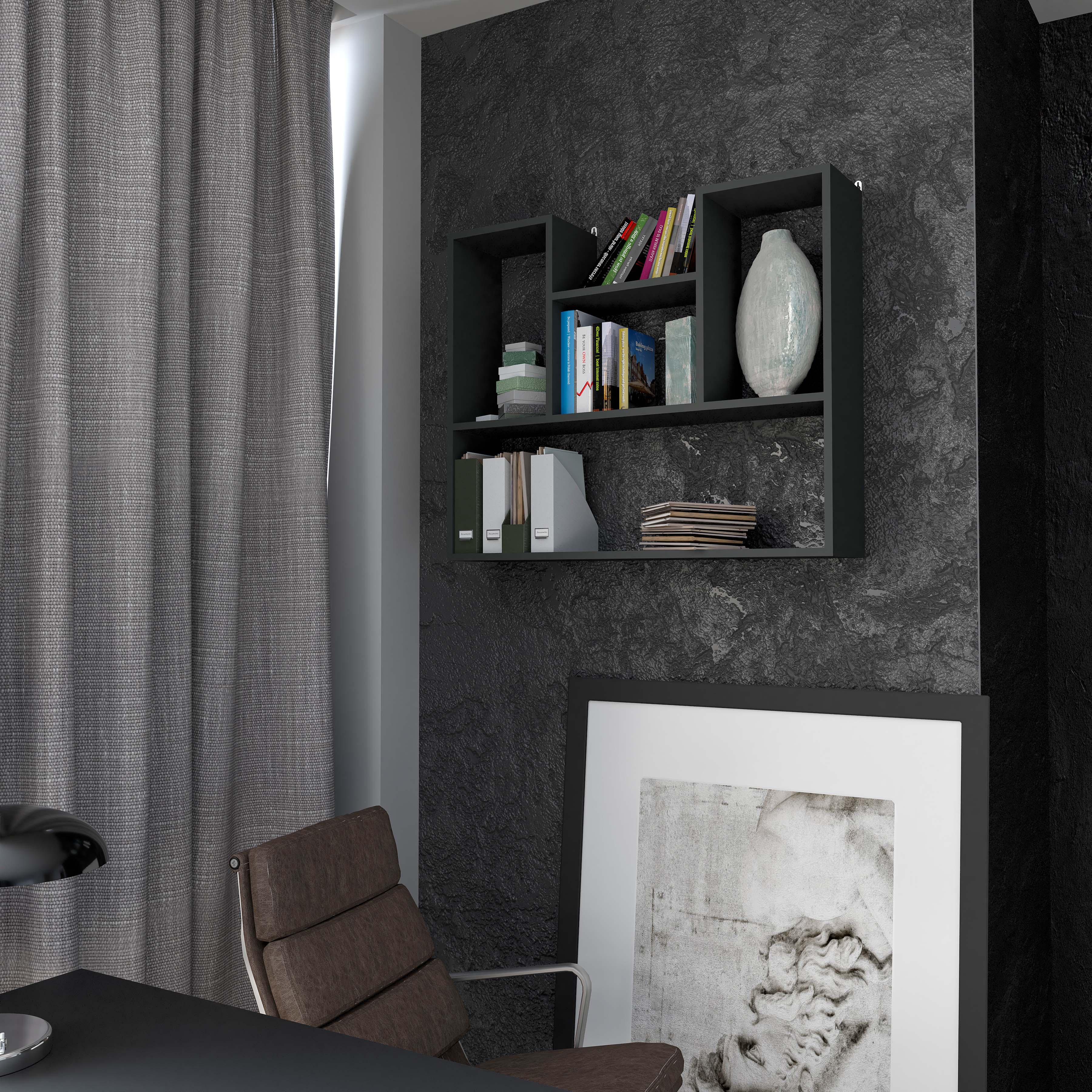 Полочка навесная Т12 90х75х20 см Антрацитовая (Т12) Полочка навесная Т12 90х75х20 см Антрацитовая (Т12)