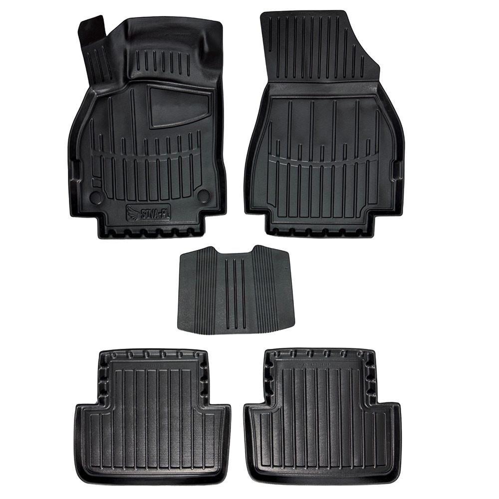 Килимки в салон SOVA-PL для Renault Megane II 2002-2009 гумові 5 шт. Чорний (28800660)
