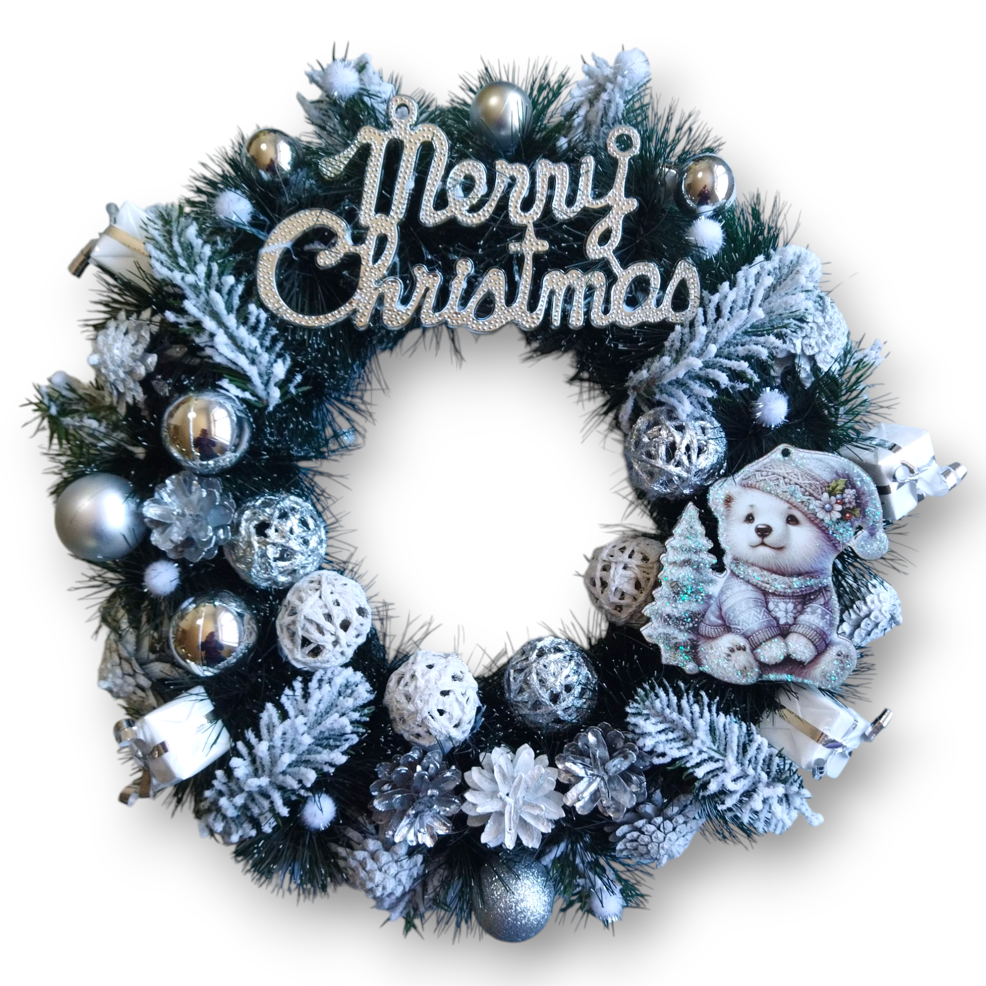 Венок новогодний Merry Christmas II 40 см Разноцветный (HC23)