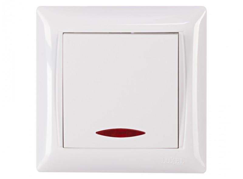 Выключатель одноклавишный Luxel 3005 PRIMERA с подсветкой Белый (27551913)