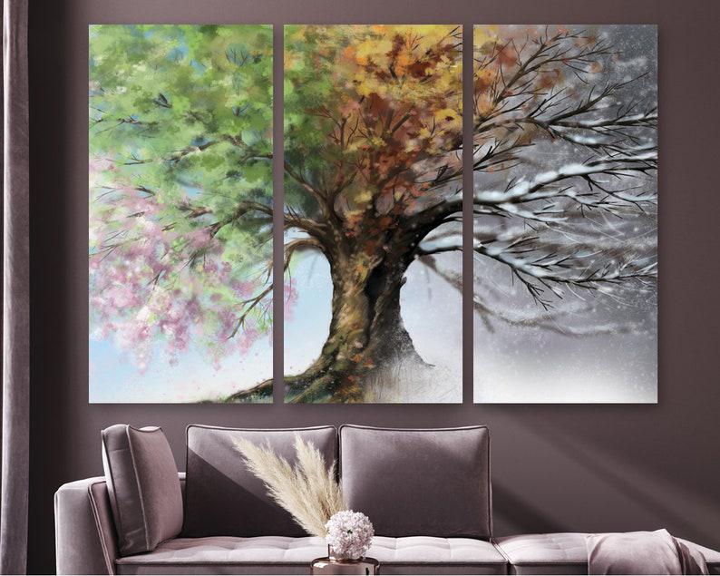 Модульная картина KIL Art Дерево времена года на холсте из трех частей 156x100 см (M3_XL_168)