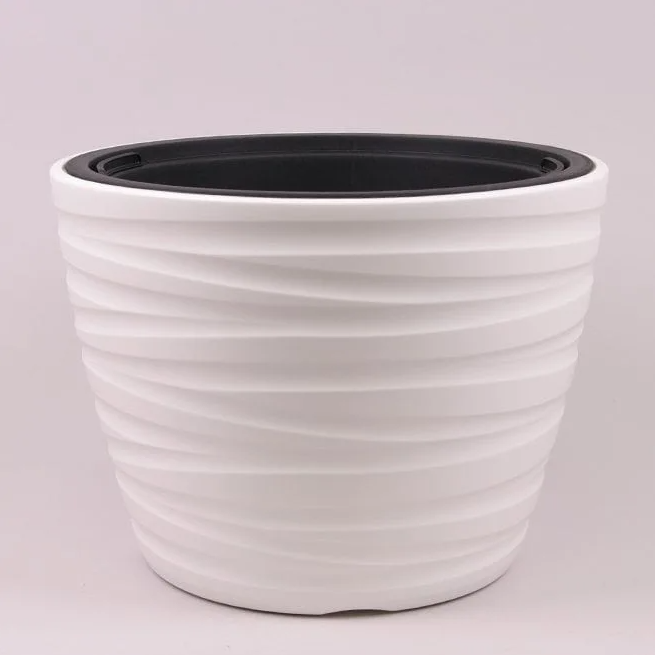 Горшок пластиковый Flora Maze с вкладом 37,5 см Белый (93216)