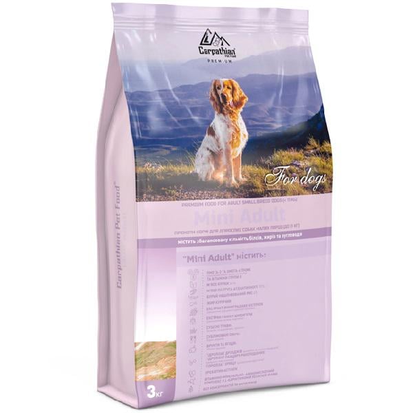 Корм для дорослих собак малих порід Carpathian Pet Food Mini з куркою та палтусом 3 кг (000019742)