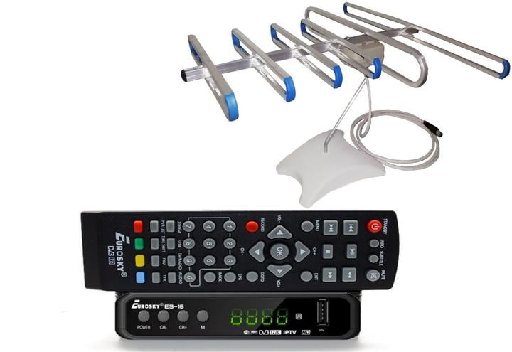 Тюнер с функциями медиаплеера и IPTV/WebTV Eurosky ES-16+/антенна комнатная SUPER