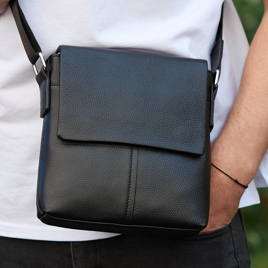 Барсетка мужская Tiding Bag через плечо 21х23х5,5 см Черный (86038)