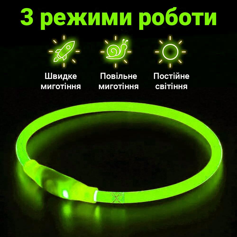 Ошейник iPets LC-01 с LED свечением L Зеленый - фото 4 Ошейник iPets LC-01 с LED свечением L Зеленый - фото 4