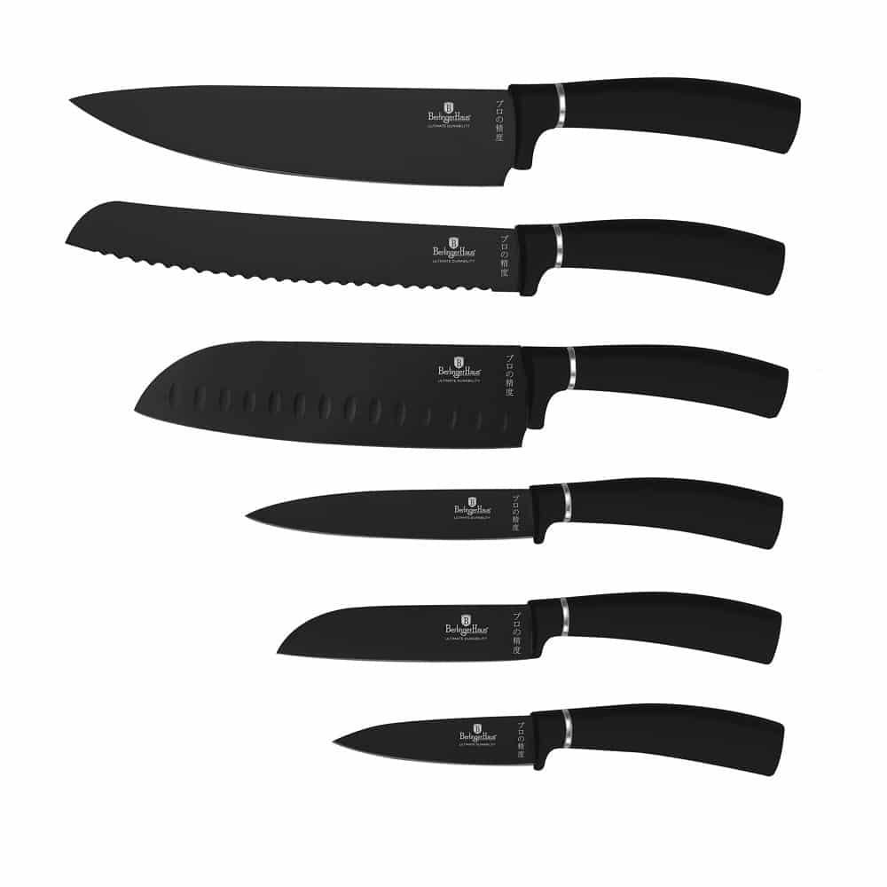 Набір ножів Berlinger Haus Matte Black Collection кухарський/для хліба/овочів/2 сантоку/універсальний нержавіюча сталь 6 предметів