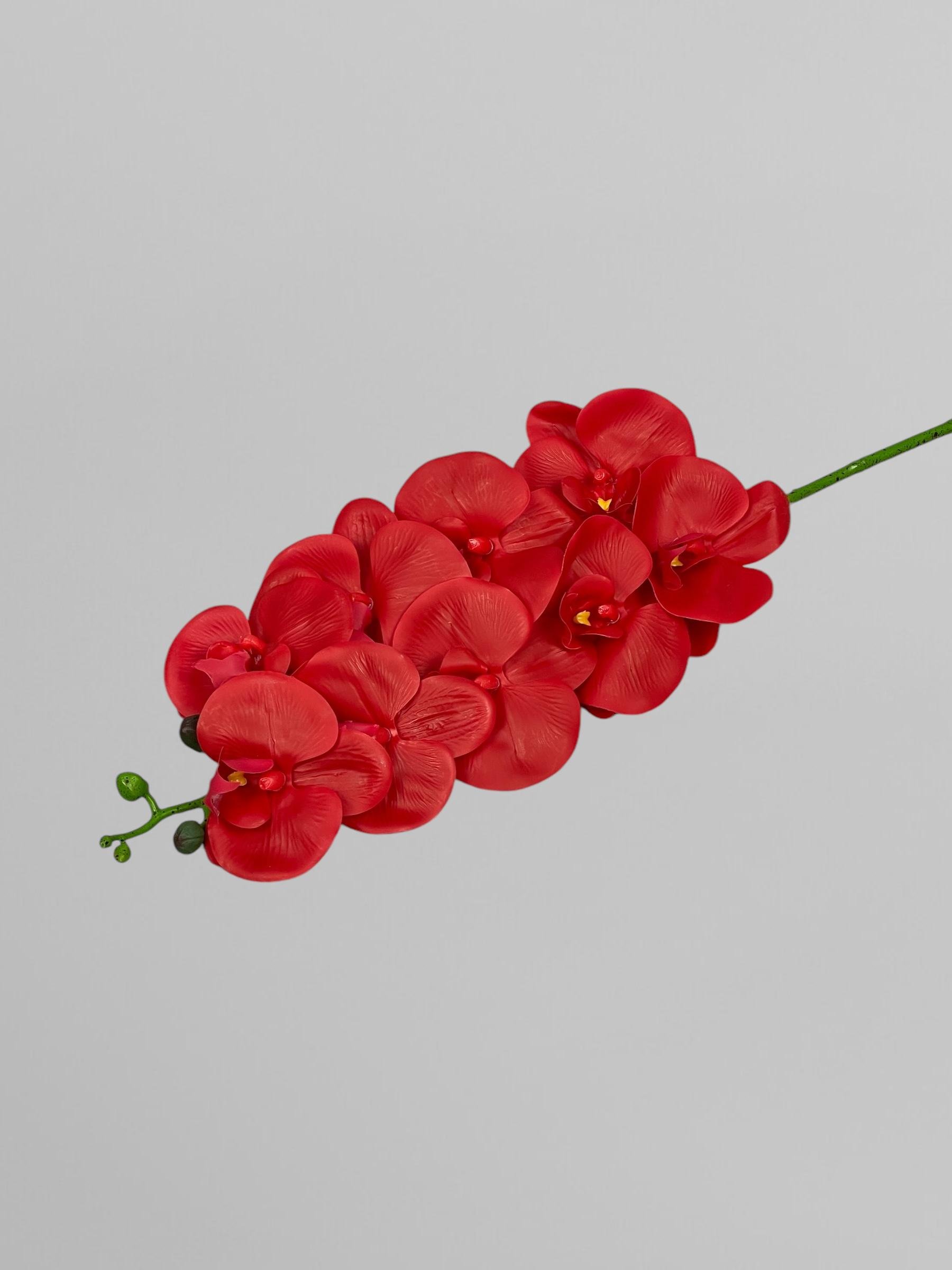 Искусственная латексная орхидея Фаленопсис 9 соцветий 95 см Красный (К01026)