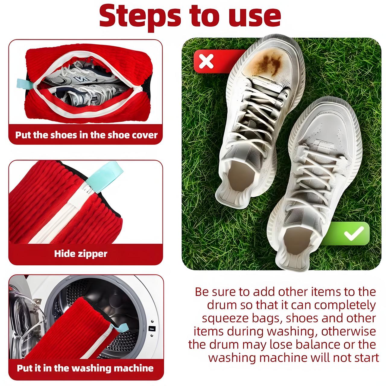 Мішок для прання взуття кросівок з мікрофіброю для пральної машини 39x19 см Червоний - фото 4 Мішок для прання взуття кросівок з мікрофіброю для пральної машини 39x19 см Червоний - фото 4