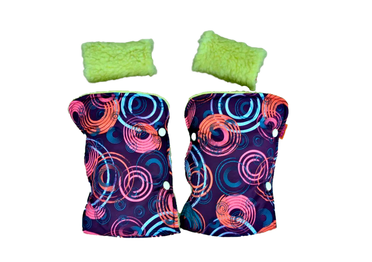 Муфта и перчатки для коляски/санок меховые Фиолетовый (63-75-76)