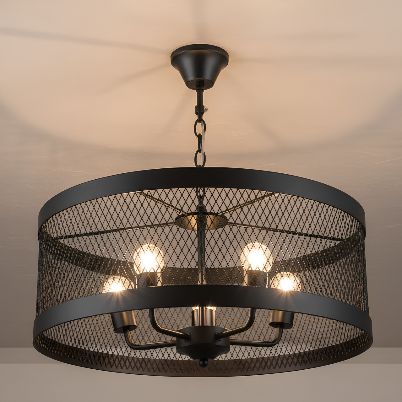 Люстра Sirius с круглым металлическим корпусом под пять ламп Е27 Черный (B S2459/5 BK)