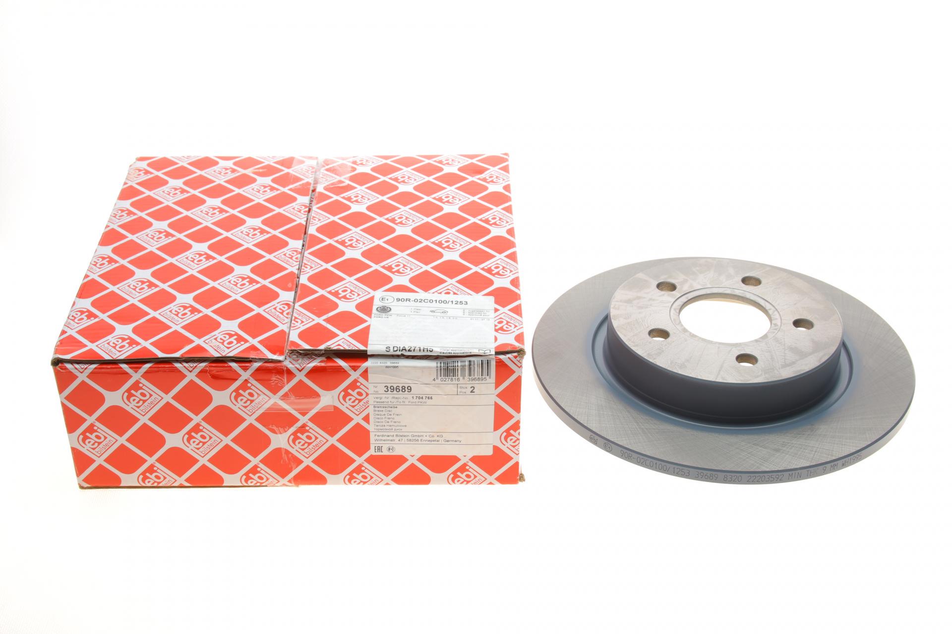 Диск тормозной задний FEBI BILSTEIN для Ford Focus III 10- 271x11 мм (39689)