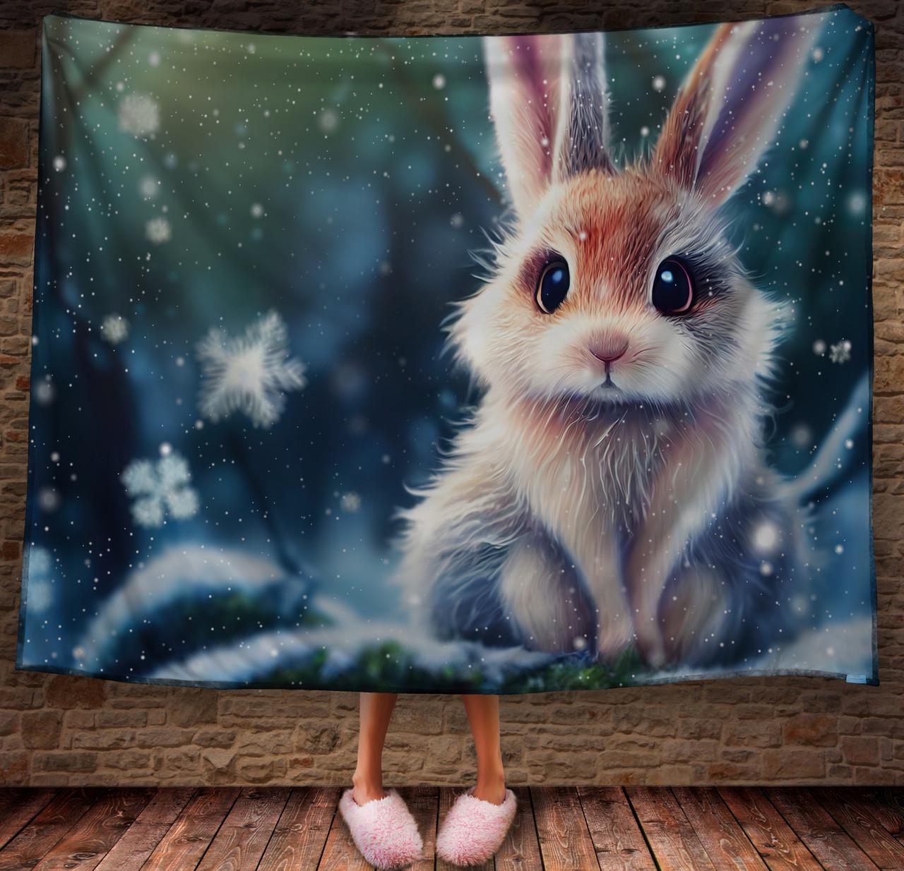 Плед с 3D принтом 41 Кролик в зимнем сказочном лесу 150х200 см (epi_1853)