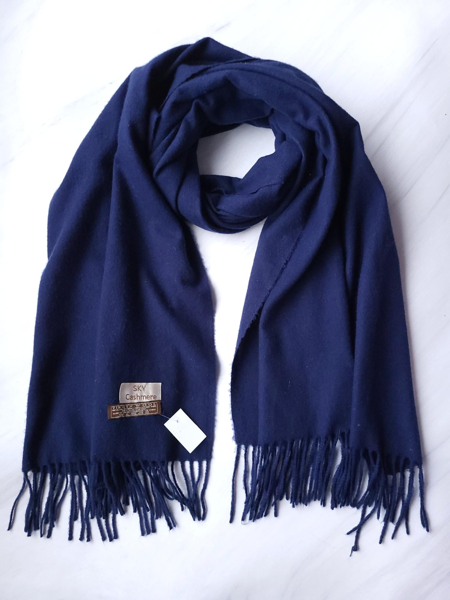 Шарф-палантин кашеміровий осінь-зима Sky Cashmere 190х74 см Синій (12246)